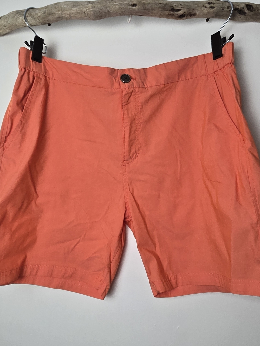 Woman's Flat-Front Coral Shorts with Button Waist